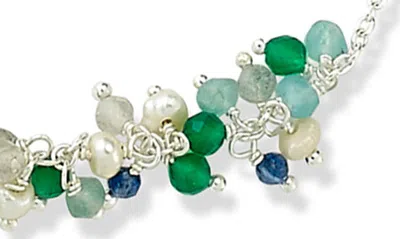 Samuel B. Multi Stone Beaded Statement Necklace In Aqua Multi