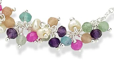 Samuel B. Multi Stone Beaded Statement Necklace In Silver Multi