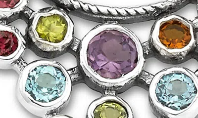 Samuel B. Silver 4.82 Ct. Tw. Gemstone Cluster Earrings In Silver Multi