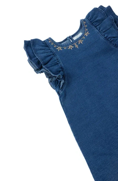 Shop Peek Aren't You Curious Kids' Embroidered Ruffle Sleeve Denim Dress