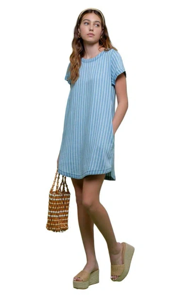 Shop Blu Pepper Striped Shirtdress In Denim