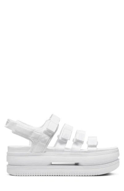 Shop Nike Icon Classic Platform Sandal In White/ Pure Platinum/ White