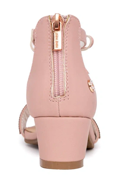 Shop Nine West Kids' Crystal Embellished Block Heel Sandal In Rose