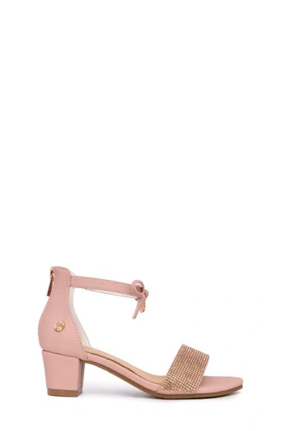 Shop Nine West Kids' Crystal Embellished Block Heel Sandal In Rose