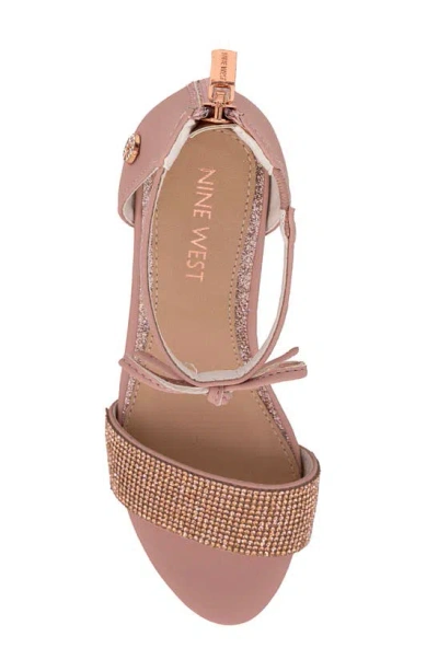 Shop Nine West Kids' Crystal Embellished Block Heel Sandal In Rose