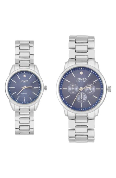 Shop I Touch Two-piece Diamond Accent Bracelet Watch His & Hers Set In Silver