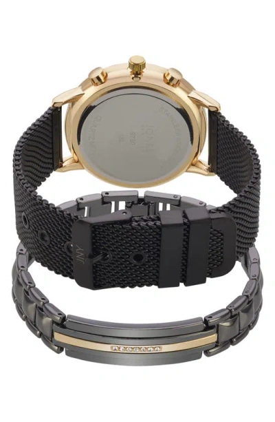 Shop I Touch Three-hand Quartz Mesh Strap Watch & Id Bracelet Set In Black