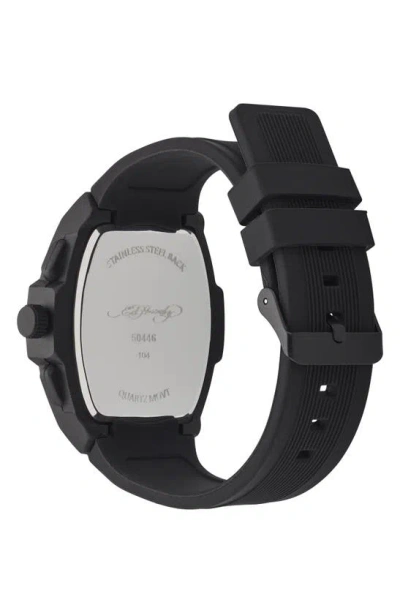I Touch Ed Hardy Tonneau Three Hand Quartz Silicone Strap Watch, 48mm In Black