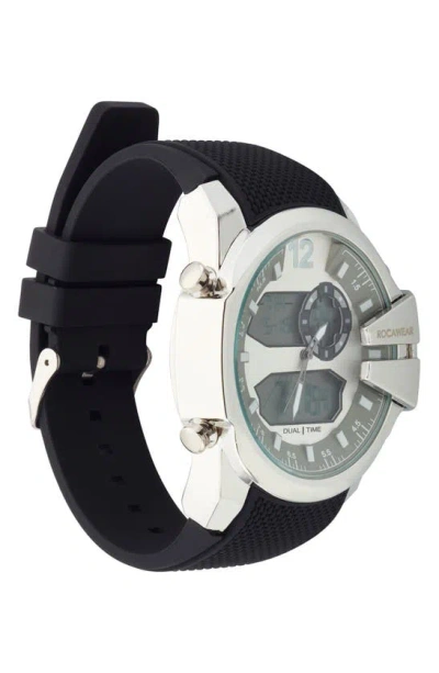 Shop I Touch Rocawear Analog & Digital Silicone Strap Watch, 51mm Case In Black