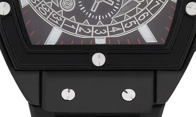 Shop I Touch Tonneau Three Hand Quartz Silicone Strap Watch, 48mm In Black