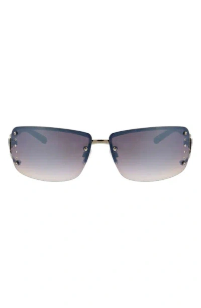 Shop Bcbg 66mm Y2k Rimless Rectangle Sunglasses In Silver