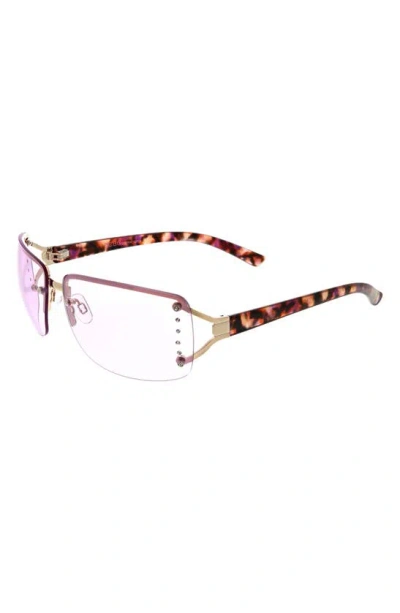 Bcbg 66mm Y2k Rimless Rectangle Sunglasses In Shiny Gold