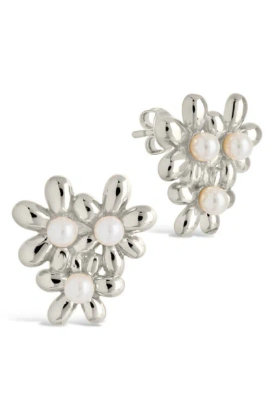 Sterling Forever Vallie Cultured Pearl Stud Earrings In Silver