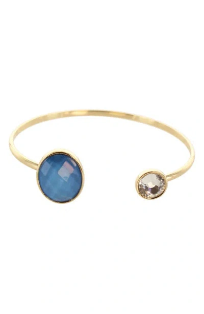 Shop Olivia Welles Mixed Crystal Cuff Bracelet In Blue