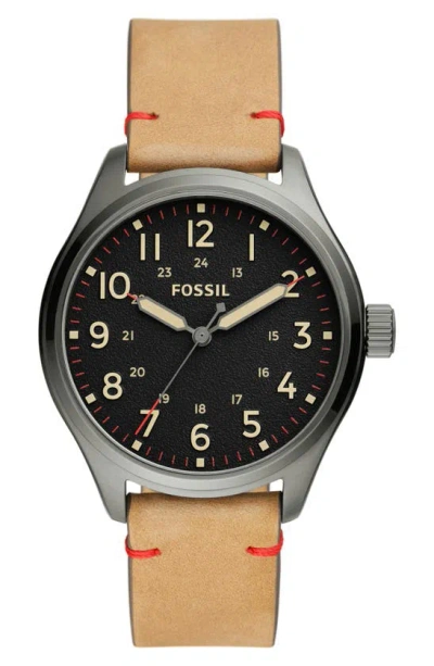 Shop Fossil Easton Three-hand Quartz Strap Watch, 42mm In Smoke