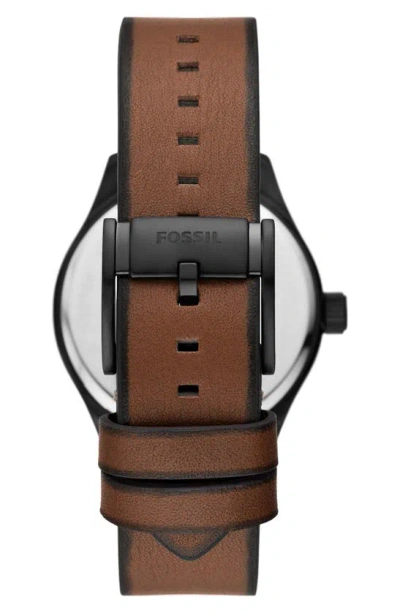 Shop Fossil Easton Three-hand Quartz Strap Watch, 42mm In Black