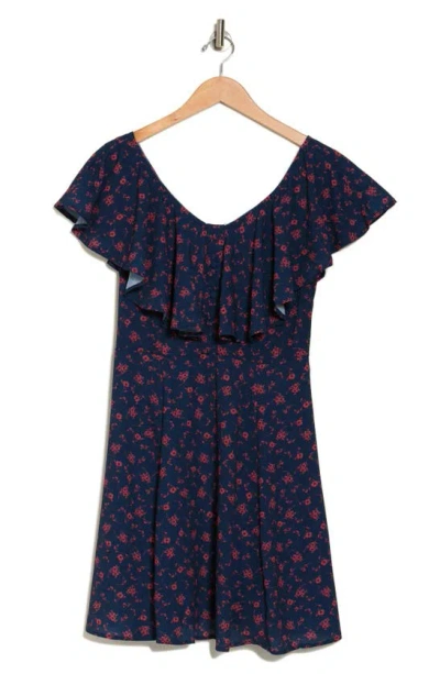 Shop Wishlist Flutter Sleeve Fit-and-flare Dress In Elemental Blue