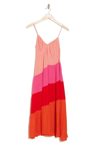 Shop Lucy Paris Positano Colorblock Dress In Pink Orange