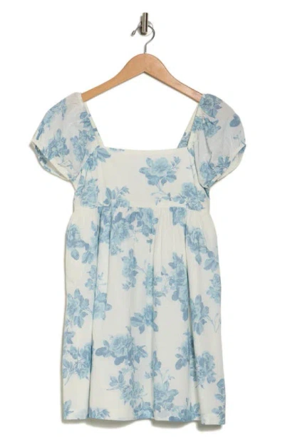 Shop Abound Floral Babydoll Dress In Blue Pompon Bloom