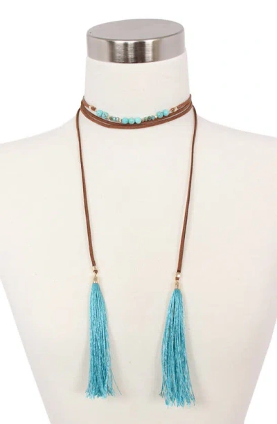 Shop Olivia Welles Jocelyn Wrap Choker Necklace In Blue