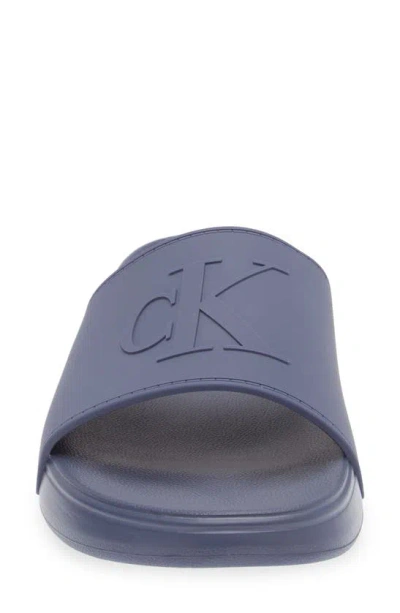 Shop Calvin Klein Wiston Slide Sandal In Blue Grey/ Blue Grey