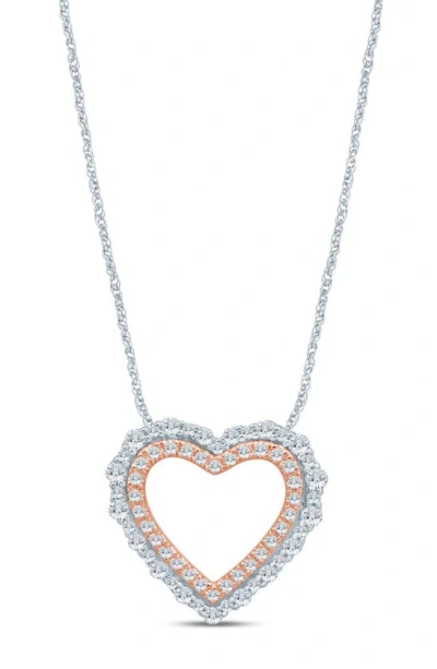 Shop Zac Posen Truly  Open Diamond Heart Pendant Necklace In White