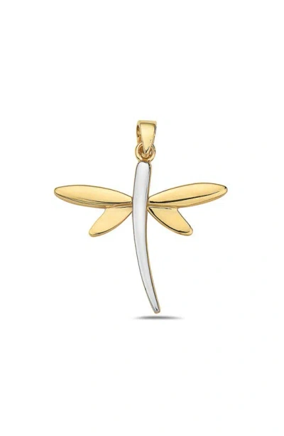 Shop Best Silver Two-tone 14k Gold Dragonfly Pendant In 2tone