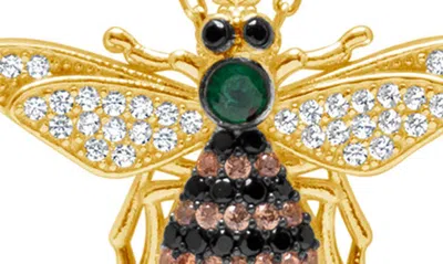 Suzy Levian Rose Sterling Silver Cubic Zirconia Bumble Bee Necklace In Yellow