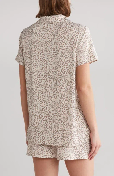 Shop Jaclyn Print Short Pajamas In Bias Wash Leopard Crystal Gray