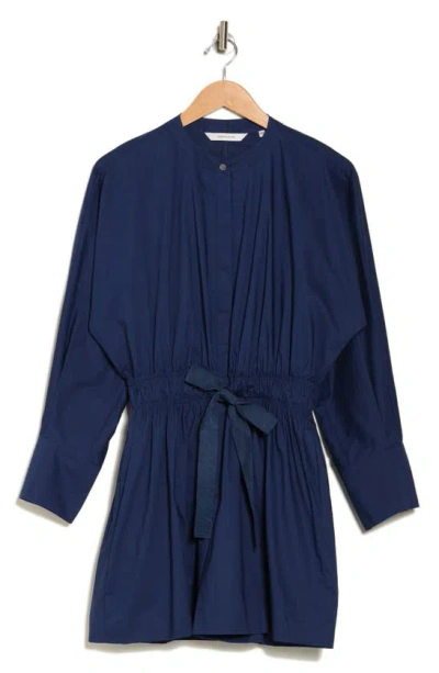 Shop Rebecca Taylor Poplin Long Sleeve Romper In Royal Blue