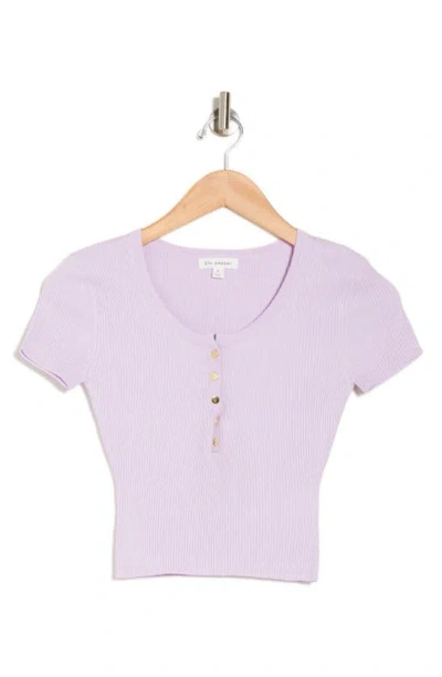 Shop Blu Pepper Ribbed Crop Henley T-shirt In Lavender