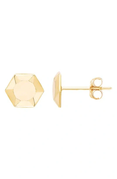 Shop A & M 14k Gold Hexagon Stud Earrings In Yellow
