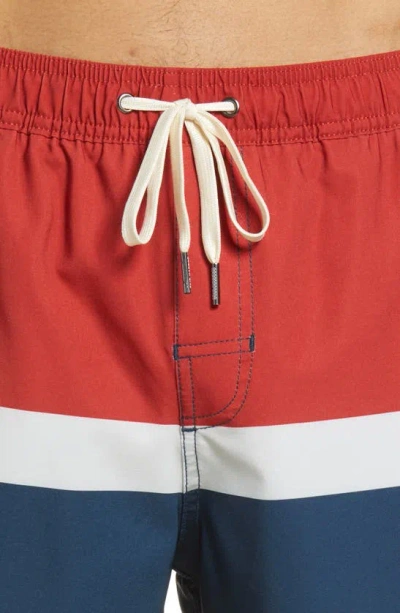 Shop Fair Harbor The Anchor Swim Trunks In Red Colorblock