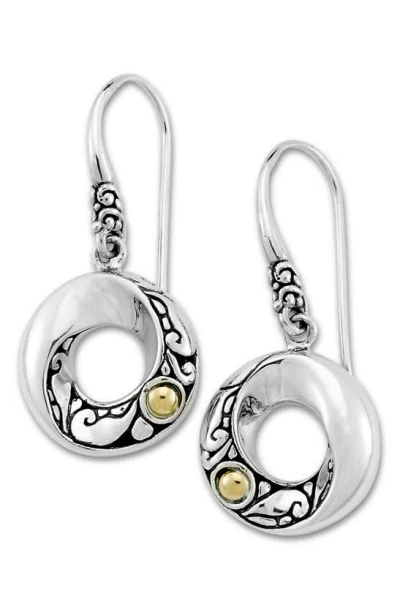 Shop Samuel B. Open Round Drop Earrings In Silver And Gold
