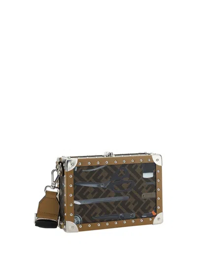 Shop Fendi Shoulder Bags In Mlc+sand+pall