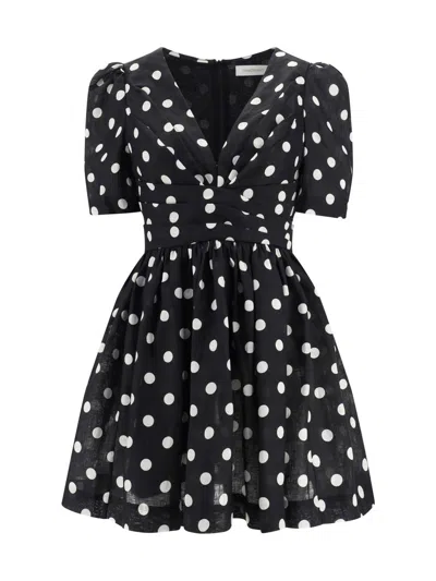 Shop Zimmermann Dresses In Black/cream Dot