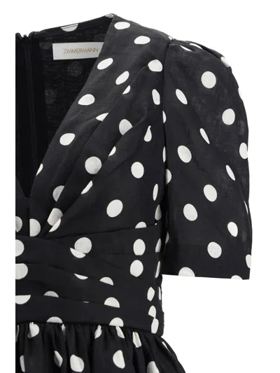 Shop Zimmermann Dresses In Black/cream Dot
