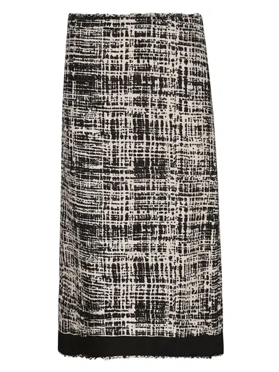 Shop Prada Straight Skirt In Ivory/black