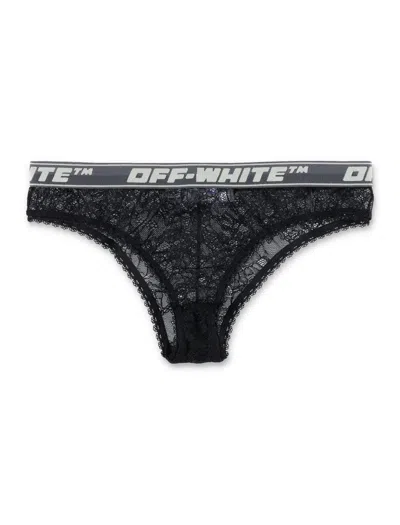 Shop Off-white Off White Lace Slip In Nero