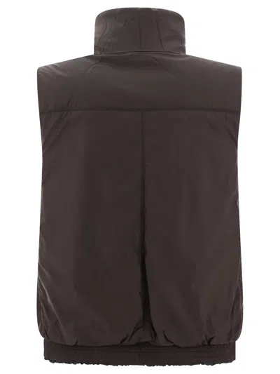 Shop Brunello Cucinelli Reversible Cashmere Knit Vest With Monili In Grey