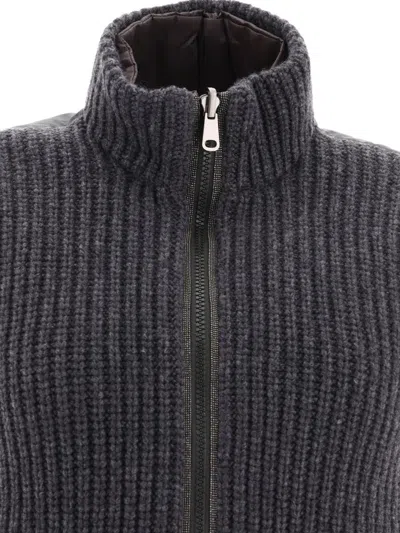 Shop Brunello Cucinelli Reversible Cashmere Knit Vest With Monili In Grey