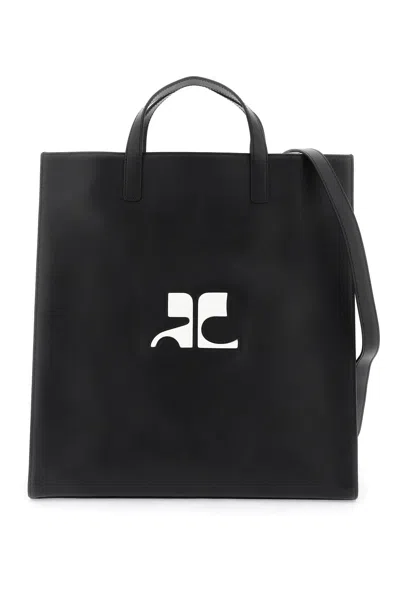 Shop Courrèges Courreges Smooth Leather Heritage Tote Bag In 9