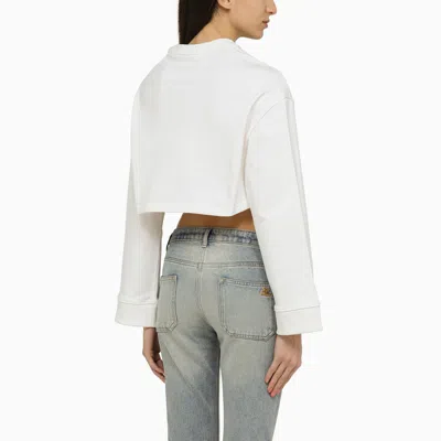 Shop Courrèges White Cotton Cropped Sweatshirt