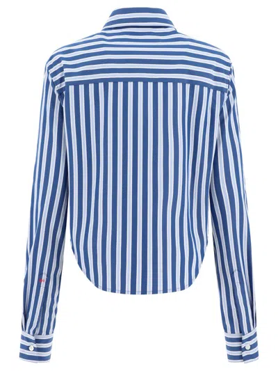 Shop Marni Striped Cropped Shirt In Blue