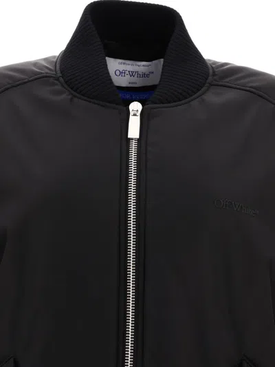 Shop Off-white Oversized Nylon Bomber Jacket In Black