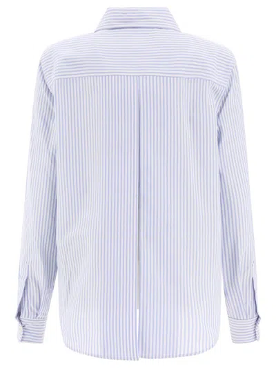 Shop Palm Angels "monogram" Striped Shirt In Blue