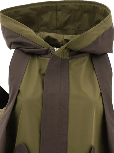 Shop Sacai Taffeta Hooded Vest In Green