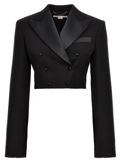 Shop Stella Mccartney Double-breasted Cropped Blazer Blazer And Suits In Black