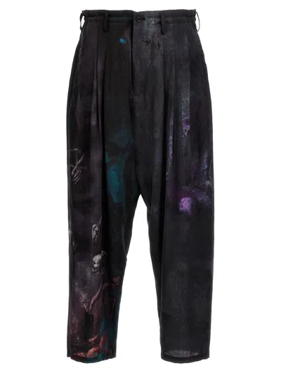 Shop Yohji Yamamoto J-8 Tucks Print Pants In Black
