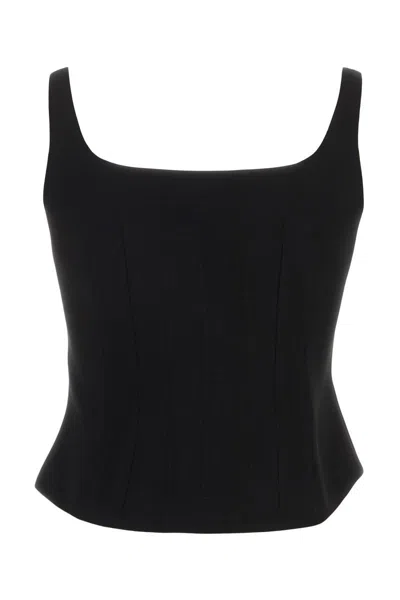 Tom Ford Double Cady Stretch Zipped Corset Top In Black